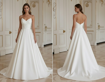 A-Line Wedding Dress With Draped Bodice Elegant Bridal