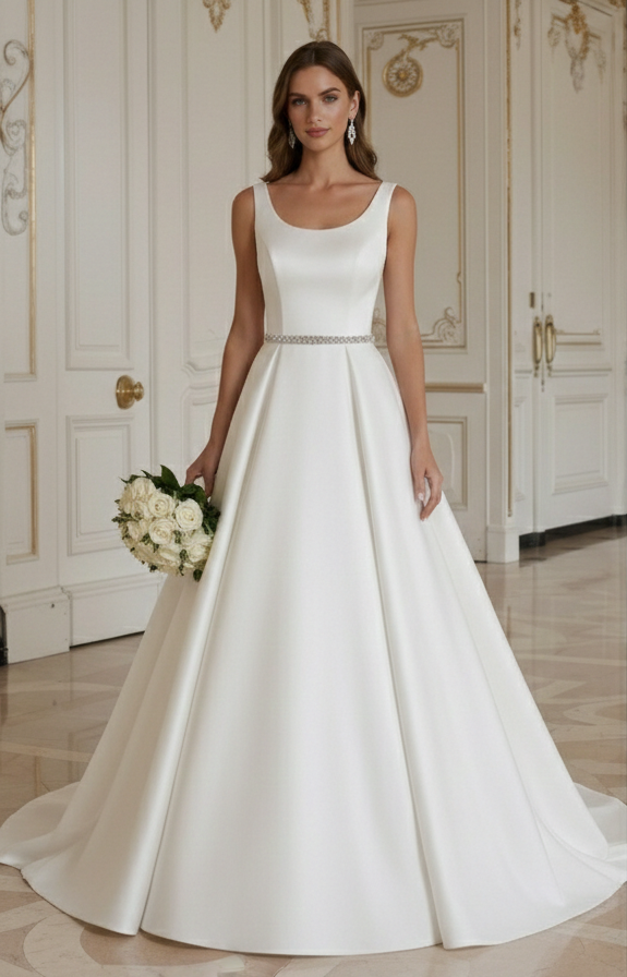 A-Linien Hochzeitskleid mit elegantem Satin-Finish