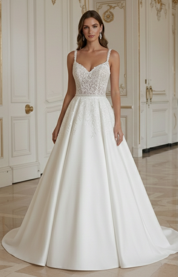 A-Line Wedding Dress With Illusion Back Lace Detail