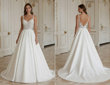 Robe de mariée ligne A avec dos illusion détail dentelle