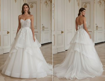A-Line Wedding Dress With Layered Tulle Princess Gown