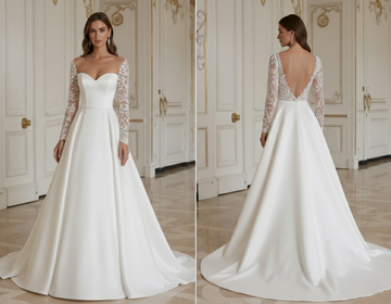 A-Line Wedding Dress With Modern Clean Neckline
