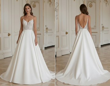 Abito da Sposa A-Line con Schiena Scoperta Design Elegante