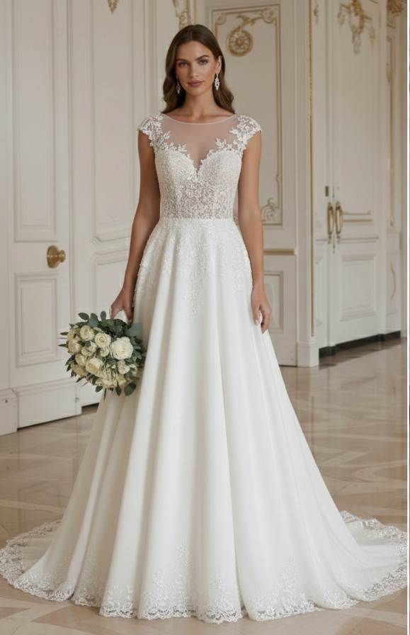 A-Linien Hochzeitskleid mit romantischem Rückendetail