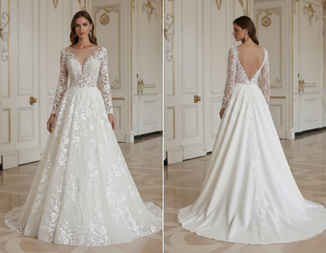 A-Linien Hochzeitskleid mit romantischer Blumen-Spitze