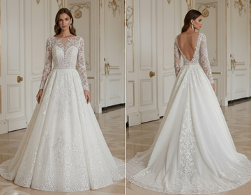 A-Line Wedding Dress With Sequin Lace Glam Look