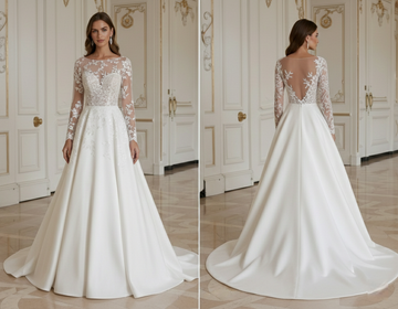Vestido de Noiva Linha A com Corpete Transparente Moderno