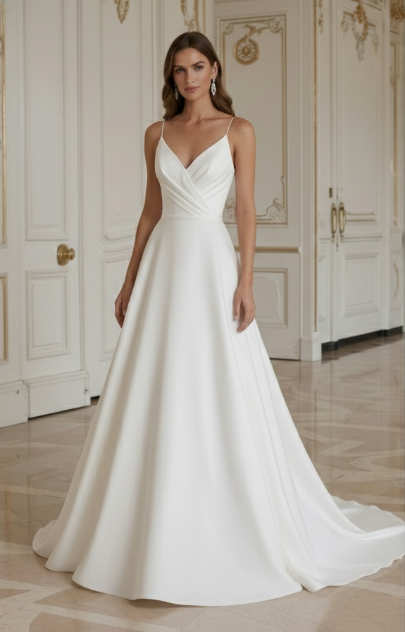 A-Line Wedding Dress With Soft Flowing Train