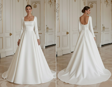 A-Line Wedding Dress With Square Neck Contemporary
