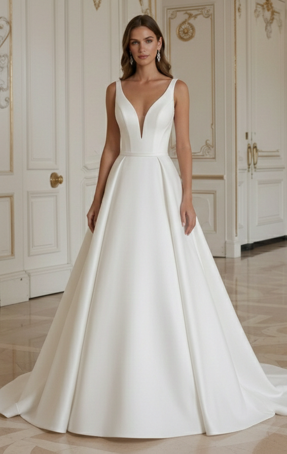 A-Line Wedding Dress With Structured Waistline Support