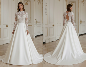 Vestido de Noiva Linha A Com Renda de Inspiração Vintage