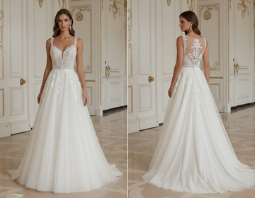 Robe de mariée ligne A Avec corsage ajusté élégant