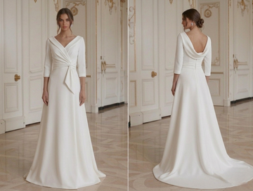 Erschwingliches modernes minimalistisches Brautkleid für kleines Budget