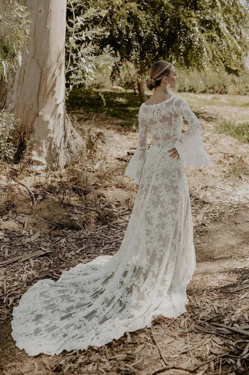 White Bohemian Wedding Dress With Bell Sleeves Bell Sleeves Bohemian Lace Mermaid Destination Wedding Gown White Bohemian Wedding Dress With Bell Sleeves Bell Sleeves Bohemian Lace Mermaid Destination Wedding Gown