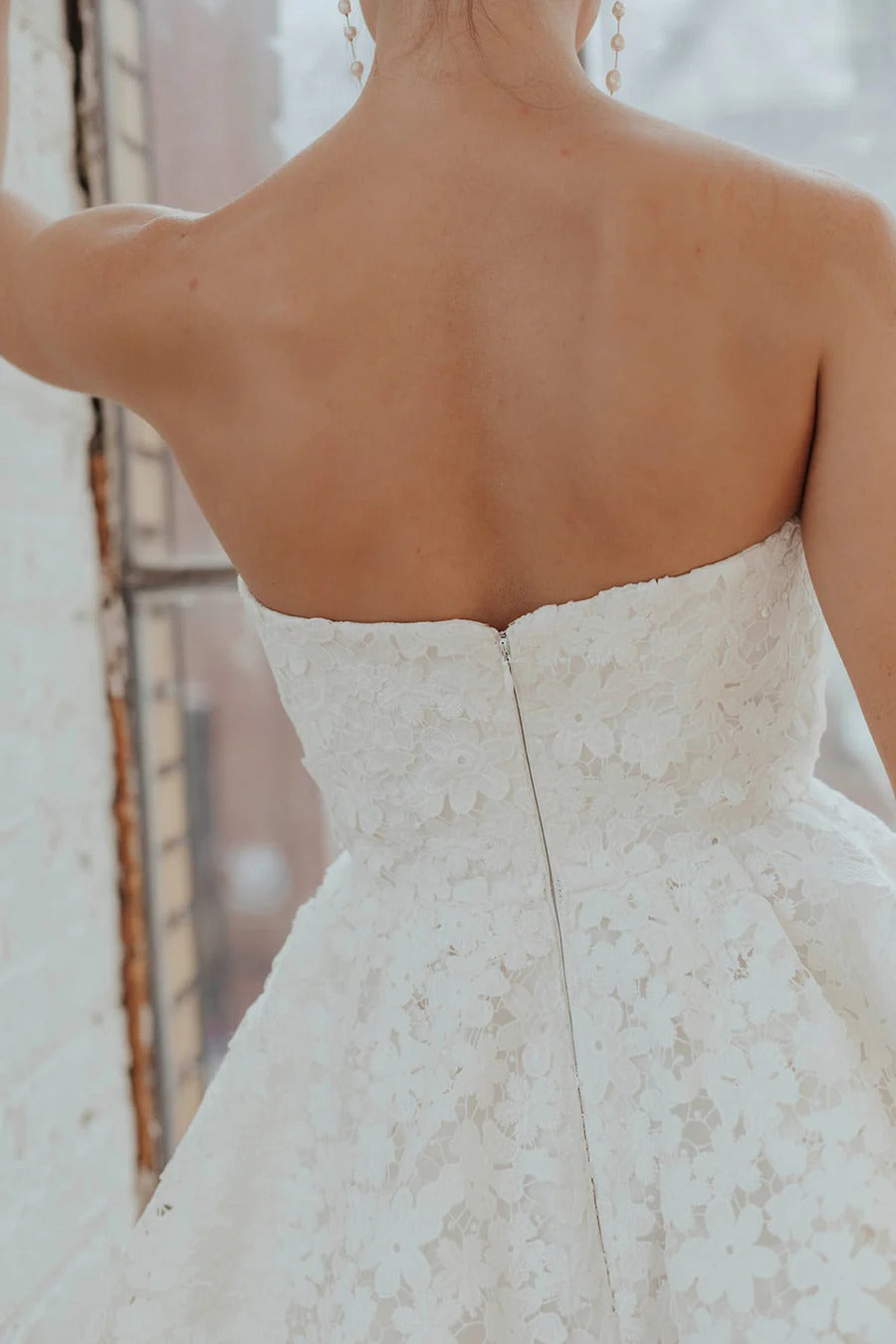 Semplice abito da sposa in pizzo bianco vestido de novi abito da treno in raso abito da sposa da sposa