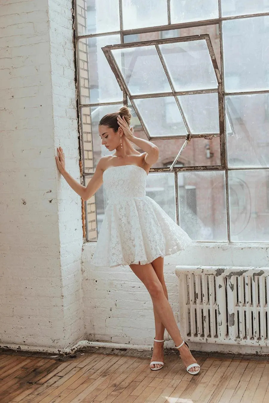 Simple White Full Lace Wedding Dress Vestido De Novia Train Dress Satin Bow Court Bridal Gown Satin