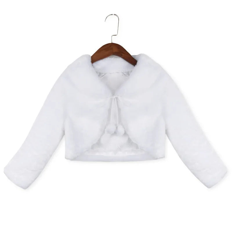 Baby Girl Princess White Coats Kids Faux Fur Warm Short Jacket for Wedding Dress Party Formal Girls Bolero Toddler Girl Outwear Sarah Houston