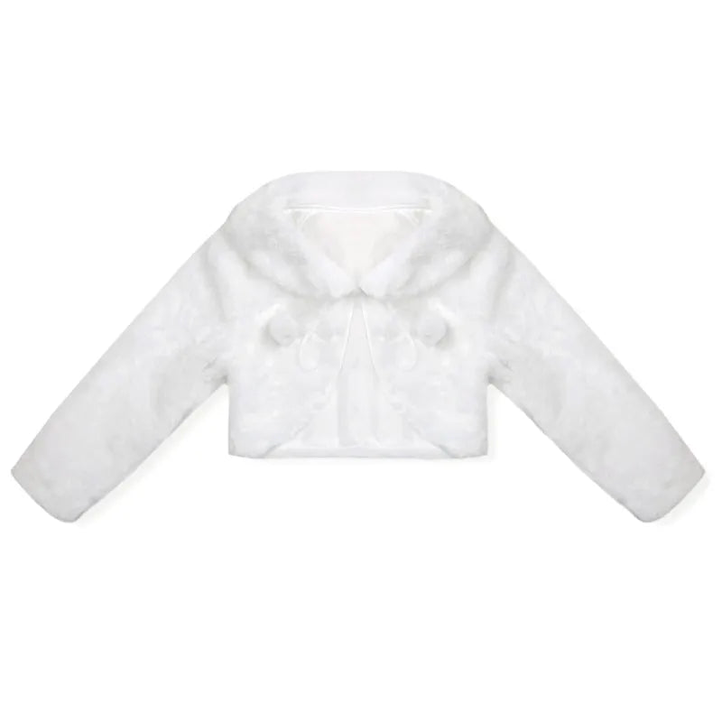 Baby Girl Princess White Coats Kids Faux Fur Warm Short Jacket for Wedding Dress Party Formal Girls Bolero Toddler Girl Outwear Sarah Houston