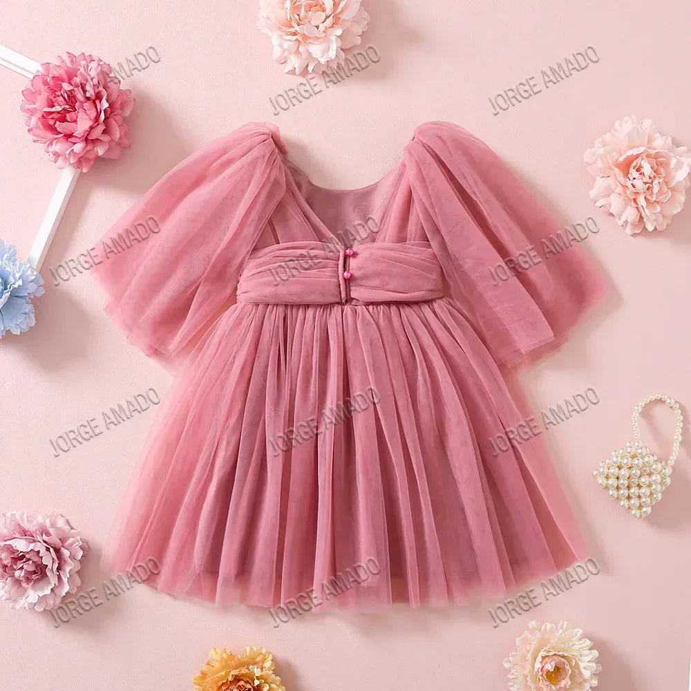 Baby Girls Birthday Dress Flower Girl Wedding Baptism Sleeveless Satin Party Princess Dress Formal Clothes E70032