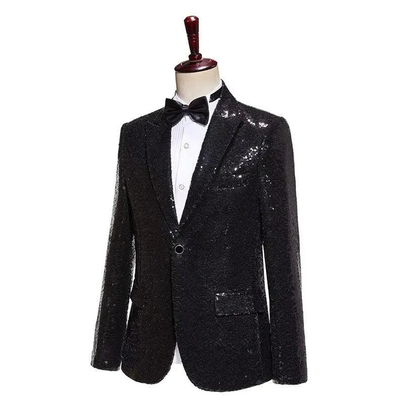 Sequined Men's Suit Set Fashionable 2 Pieces Suits Glitter Costume Stage Performance Sparkle Men Tuxedo 2 Pieces Blazer Pants