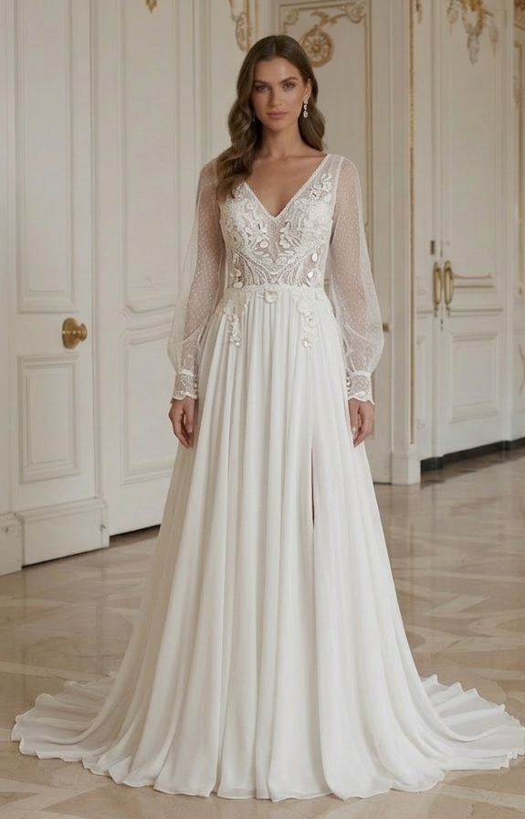 Rochie de mireasă pentru plajă în stil boho pentru nuntă pe ocean
