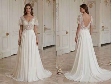 Strandhochzeitskleid mit besticktem Oberteil Brautkleid