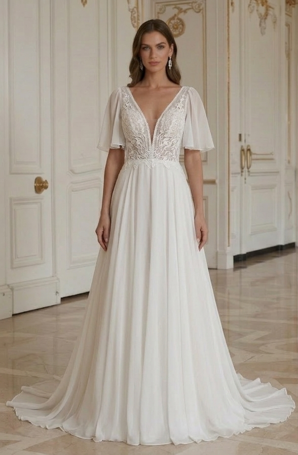 Rochie de mireasă de plajă cu stil elegant de mireasă