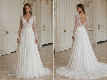 Beach Wedding Dress With Flowing Chiffon Train