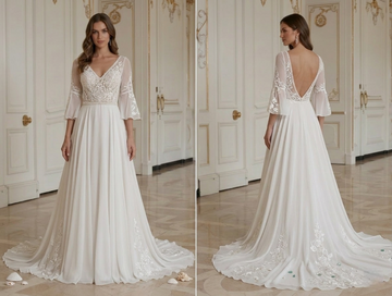 Beach Wedding Dress With Lace Bodice Bridal