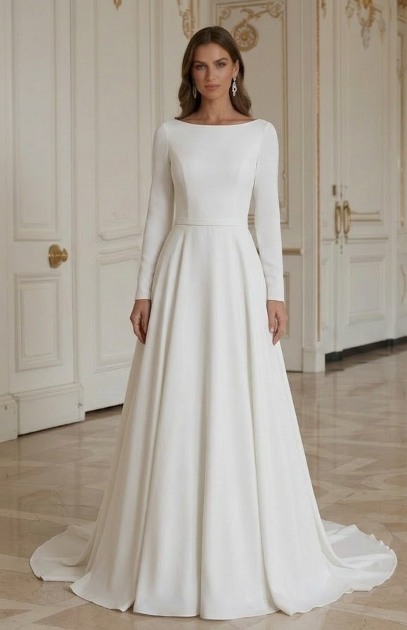 Rochie de mireasă pentru plajă cu stil modern și minimalista