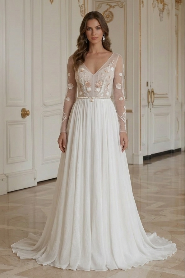 Rochie de mireasă de plajă cu detaliu romantic la spate