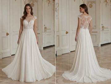 Robe de Mariée Plage Avec Détail Dentelle Transparente