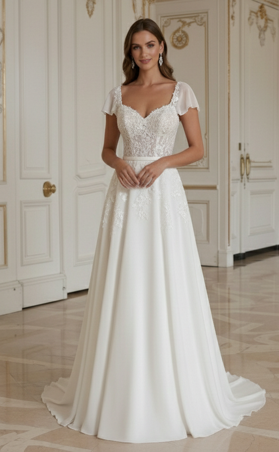 Rochie de mireasă de plajă cu aspect moale și elegant