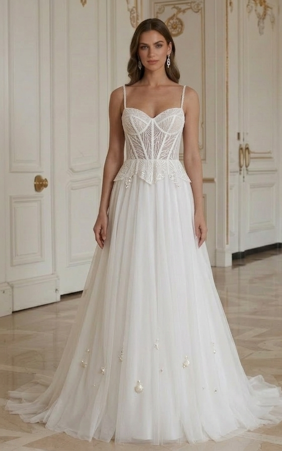 Rochie de mireasă de plajă cu corset structurat