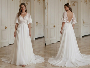 Beach Wedding Dress With Train Lightweight Bridal