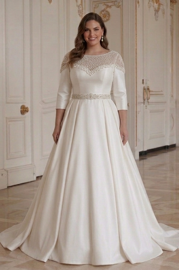 Wunderschönes Brautkleid für Plus-Size-Braut Klassischer Hochzeitslook