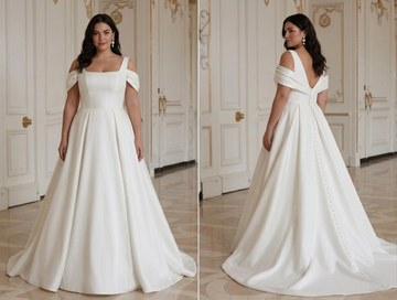 Bellissimo Abito da Sposa per Sposa Taglia Forte Look Nuziale Moderno