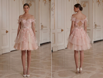 Blush Mini Bridal Dress Romantic Party Bridal Style