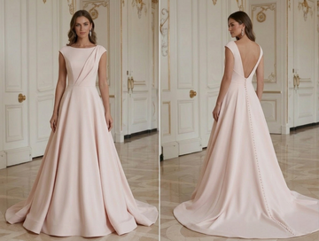 Blush Minimalist Wedding Dress Soft Elegant Bridal