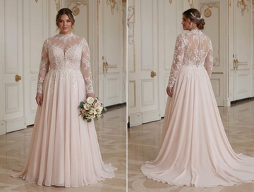 Blush Plus Size Wedding Dress Romantic Bridal Style