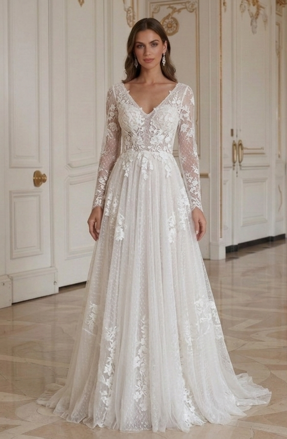 Rochie de mireasă boho cu dantelă florală, rochie de vară pentru mireasă