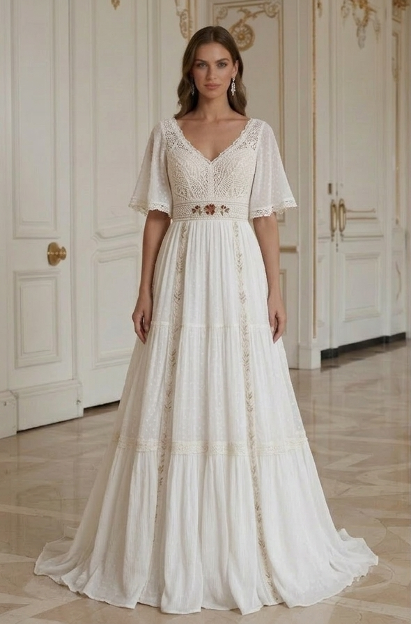 Boho Hochzeitskleid für legere Hochzeit Boho-Stil