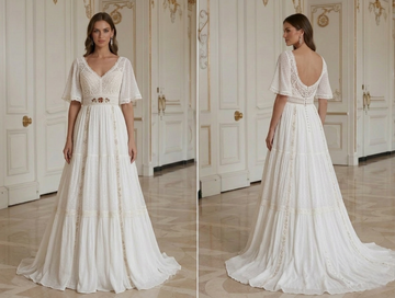 Robe de Mariée Bohème Pour Mariage Décontracté Style Bohème