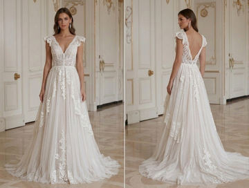 Boho-Hochzeitskleid für Landhochzeit, rustikale Braut