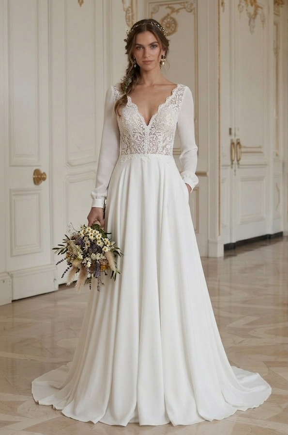 Boho Hochzeitskleid für intime Hochzeit Brautkleid