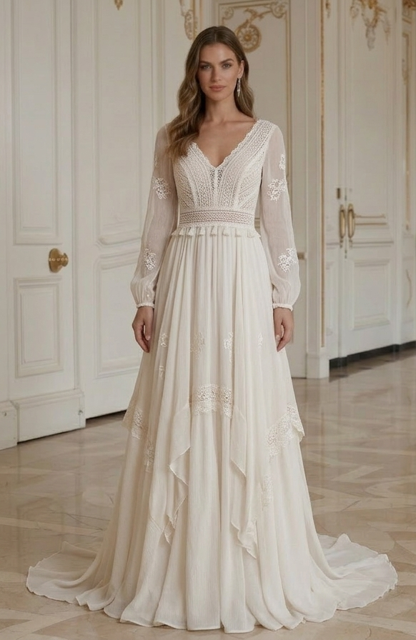 Boho Hochzeitskleid für Sommerbraut, leicht und luftig