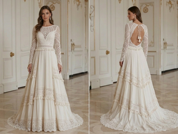 Boho Wedding Dress For Winter Wedding Long Sleeve