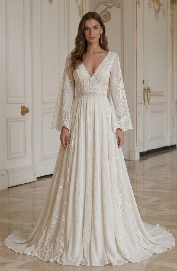 Boho-Hochzeitskleid für Waldhochzeit, Brautkleid