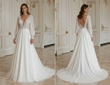 Boho Hochzeitskleid mit fließendem Chiffonstoff