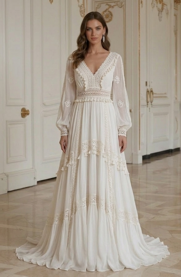 Boho Hochzeitskleid mit bequemem Sitz für die Braut